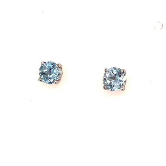 Natural Aquamarine Stud Earrings 14k White Gold 1.0 CTW Certified $590 111539 - Picture 10 of 11